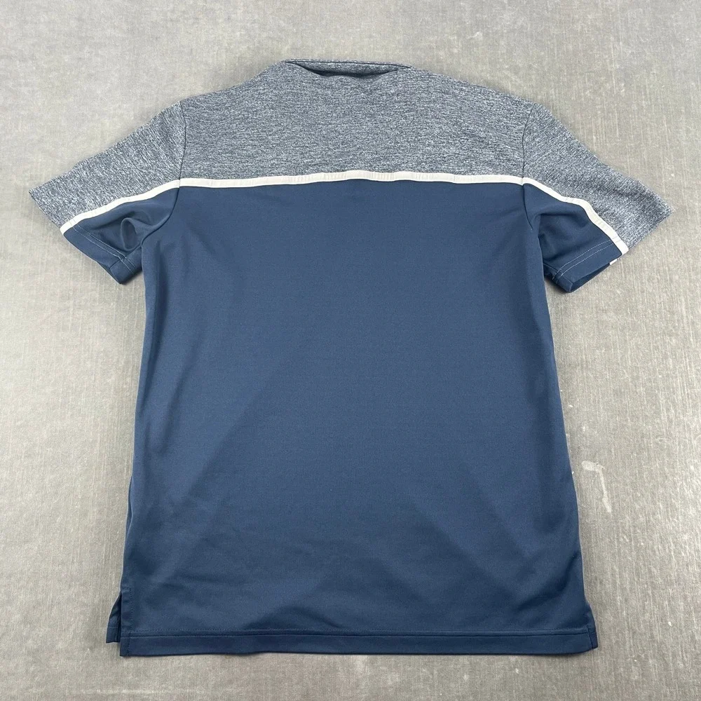 Adidas Mens M Navy Blue Polo Shirt Colorblock Heathered Short Sleeve Golf